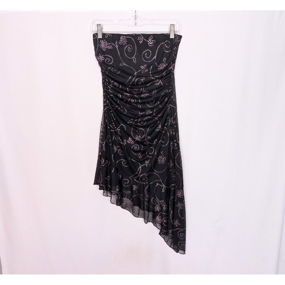 Vintage Y2K 90s M Collection M Sparkling Mini Dress Draped Asymmetrical Event